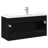 Bathroom Sink Cabinet with Built-in Basin Black 3278795