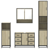 4 Piece Bathroom Furniture Set Sonoma Oak Engineered Wood 3301231