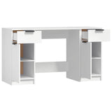 Desk with Side Cabinet White Engineered Wood 3115908