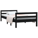 Bed Frame without Mattress Black 75x190 cm Small Single Solid Wood Pine 821643