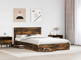 Bed Frame with Drawer Smoked Oak 120 x 190 cm Engineered Wood 3410007