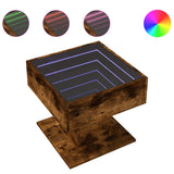 Coffee Table with LED Smoked Oak 50x50x45 cm Engineered Wood 847529