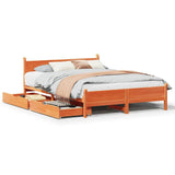 Bed Frame without Mattress Wax Brown 150x200 cm King Size Solid Wood Pine 3309769