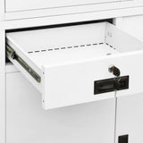 Office Cabinet White 90x40x180 cm Steel and Tempered Glass 336421
