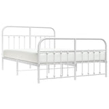 Bed Frame White Powder-Coated Steel 140 x 200 cm Bed Frame 352646