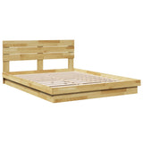 Bed Frame with Headboard without Mattress 140x200 cm Solid Wood Oak 3324138