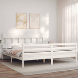 Bed Frame without Mattress White 200x200 cm Solid Wood 3195177