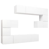 8 Piece TV Cabinet Set White Engineered Wood 3078723
