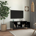 TV Cabinet with Solid Wood Legs Black 103.5x35x50 cm 805960
