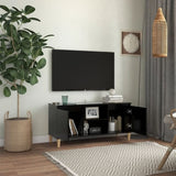 TV Cabinet with Solid Wood Legs Black 103.5x35x50 cm 805960