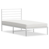Metal Bed Frame without Mattress with Headboard White 100x200cm 352363