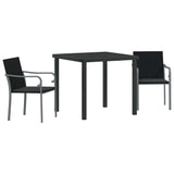 Garden Dining Set 3 pcs Black and Grey PE Rattan 3379051