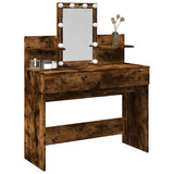 Dressing Table with LED Smoked Oak 100x40x130 cm 848203