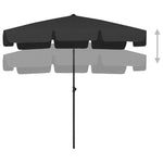 Beach Parasol Black 200x125 cm 314733