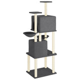 Cat Tree with Sisal Scratching Posts Dark Grey 180 cm 172033