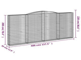 Arched Gabion Baskets 2 pcs 400x30x200/220 cm Galvanised Iron 3146931