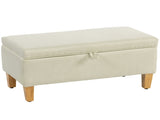 30L Linen Storage Ottoman Padded Footstool with Rubberwood Legs for Storage Box, Bed End, Shoe T3398P423865