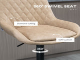 Retro Bar Stools Set of 2, Adjustable Kitchen Stool, Upholstered Bar Chairs with Back, Swivel Seat, T3398P328173
