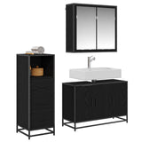 Bathroom Furniture Set 3 pcs Black Oak Engineered Wood 3402458
