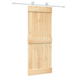 Sliding Door Natural and White 80 x 210 cm Solid Pine Wood 3445009