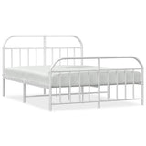 Bed Frame White Powder-Coated Steel Double Bed Frame 353703