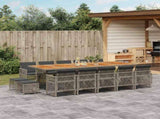 15 Piece Garden Dining Set with Cushions Grey Poly Rattan 3210818