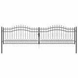 Fence Gate with Spear Top with Lock Grey 404 x 100 cm Steel 42009048