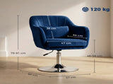 Retro Velvet Swivel Tub Chair with Steel Frame, Cushion Seat, Dark Blue T3398P554132