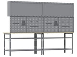 Work Bench Set with Lock 8 pcs Red and Grey Powder-Coated Steel 3321501