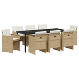 Garden Dining Set 9 pcs Beige Poly Rattan 3380608