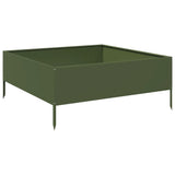 ZNTS Garden Raised Bed Olive green 100x100x25 cm Steel 851034