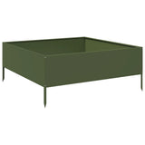 Garden Raised Bed Olive green 100x100x41 cm Steel 851034