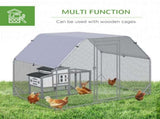 Walk in Chicken Run Chicken Coop Hen House Outdoor with Roof for 4-6 Chickens, 280 x 190 x 195cm T3398P350086