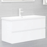 Sink Cabinet with Built-in Basin White Engineered Wood 3071558