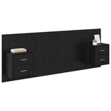 Headboard with Cabinet 3 pcs Black Oak Engineered Wood 3416283