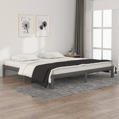 Bed Frame without Mattress Grey Solid Wood Pine 200x200cm 810387