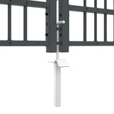 Fence Gate with Spear Top with Lock Grey 305 x 75 cm Steel 42009042