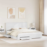 Bed Frame with Headboard White 200 x 200 cm Engineered Wood 3409608