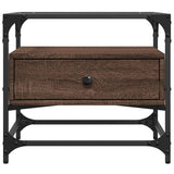 Coffee Table with Glass Top Brown Oak 50x50x45 cm Steel 846053