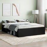 ZNTS Bed Frame without Mattress Black 135x190 cm Double Double 3203909