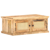 Coffee Table 90x50x35 cm Solid Mango Wood and Natural Cane 289089
