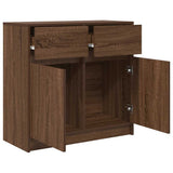 Sideboard with Drawer Brown Oak 80x34x76 cm Engineered Wood 861541
