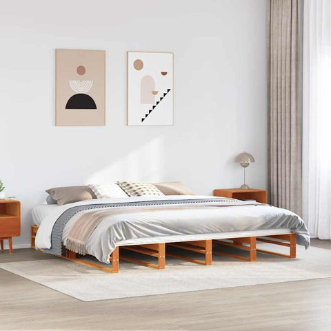 Bed Frame without Mattress Wax Brown 180x200 cm Super King Solid Wood Pine 3302320