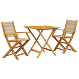 Bistro Set Beige Solid Acacia Wood and Polypropylene 2-seater 3281879
