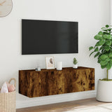 TV Wall Cabinet with LED Lights Smoked Oak 100x35x31 cm 837299