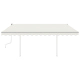 Manual Retractable Awning with Posts 4.5x3.5 m Cream 3070037