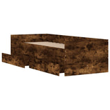 Bed Frame Smoked oak Engineered wood, Plywood slats 90x200 cm 3207347