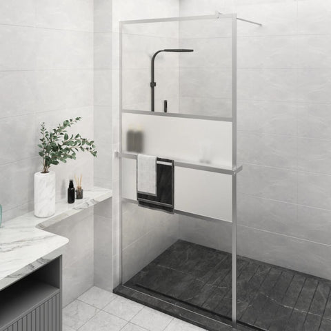 ZNTS Walk-in Shower Wall with Shelf Chrome 100x195 cm ESG Glass&Aluminium 3185500