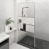 Walk-in Shower Wall with Shelf Chrome 100x195 cm ESG Glass&Aluminium 3185500