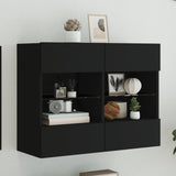 TV Wall Cabinet with LED Lights Black 78.5x30x60.5 cm 837100